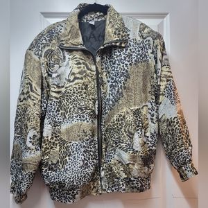 SILK Animal Print Bomber Jacket